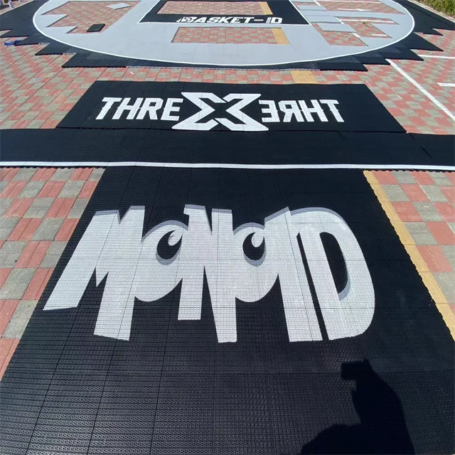 Multifunction anti-slip modular basketball/tennis/badminton court interlocking outdoor sports flooring plastic tiles