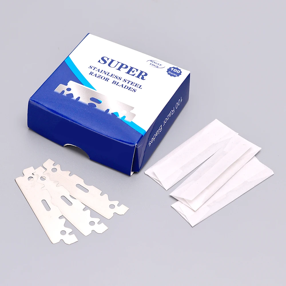 Wholesale 100pcs Men Razor Blades Single Edge Replacement Shaving Hair Removal Stainless Steel Blades For Shaving
