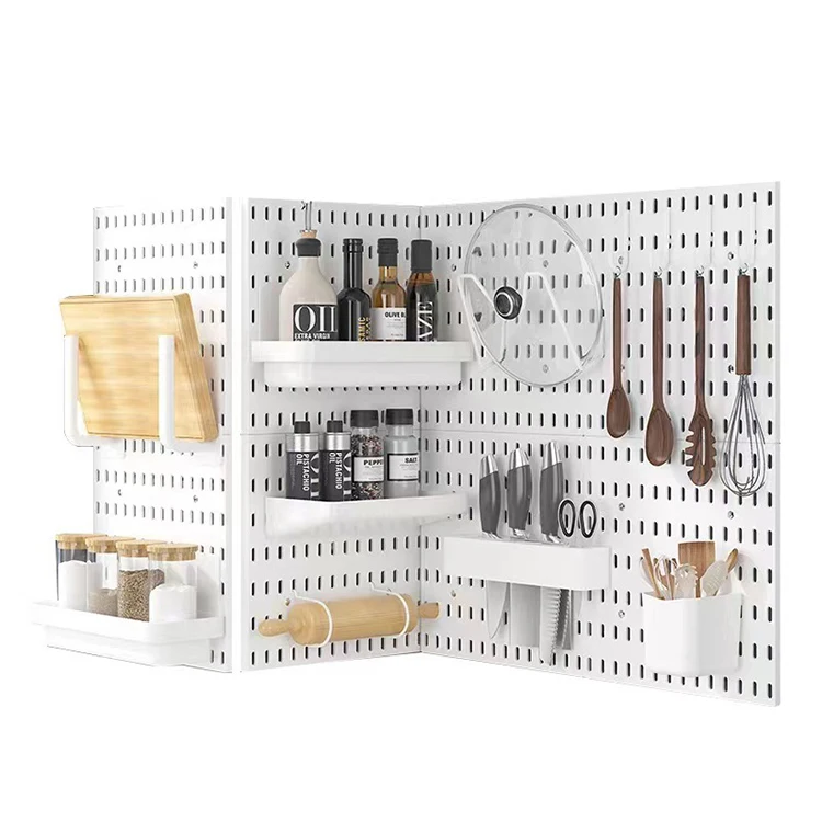 Customization Free Perforation Hole Plate Wall Hanging Shelf Storage Kitchen Plastic Pegboard PP Plastic Injection Molding