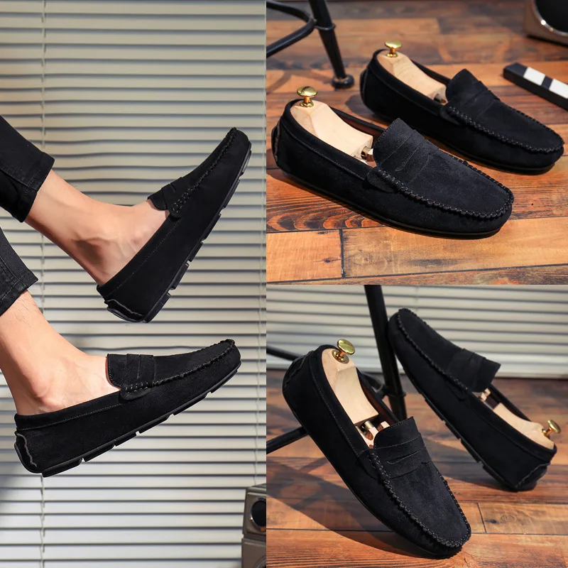 New Design Fashion Men Casual Stripe Shoes Slip-on Leather Men Sneakers Shoes Driving Casual Shoes