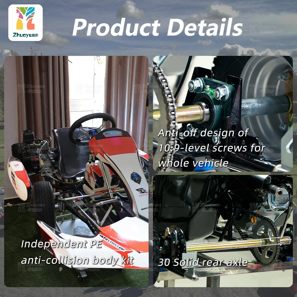 Zhuoyuan High Speed Gocarts Gasoline Motor 200cc 250cc Gokart Fast Go Kart for Adults Amusement Park Track