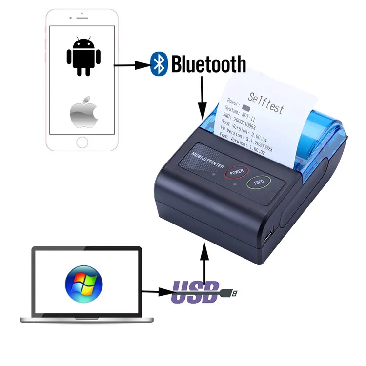 YAEN Durable Using Mini Printer 58mm Thermal Mobile Receipt Barcode Printer
