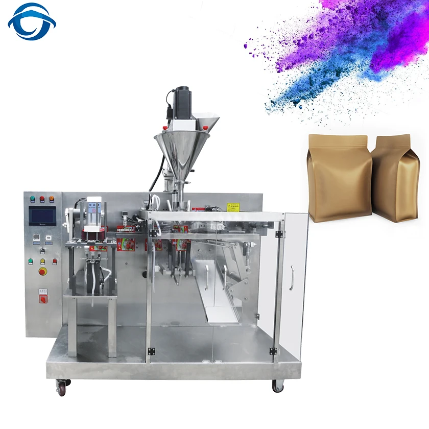 Automatic Flour powder doypack square bottom zip lock zipper bag plastic/kraft paper bag making machine price
