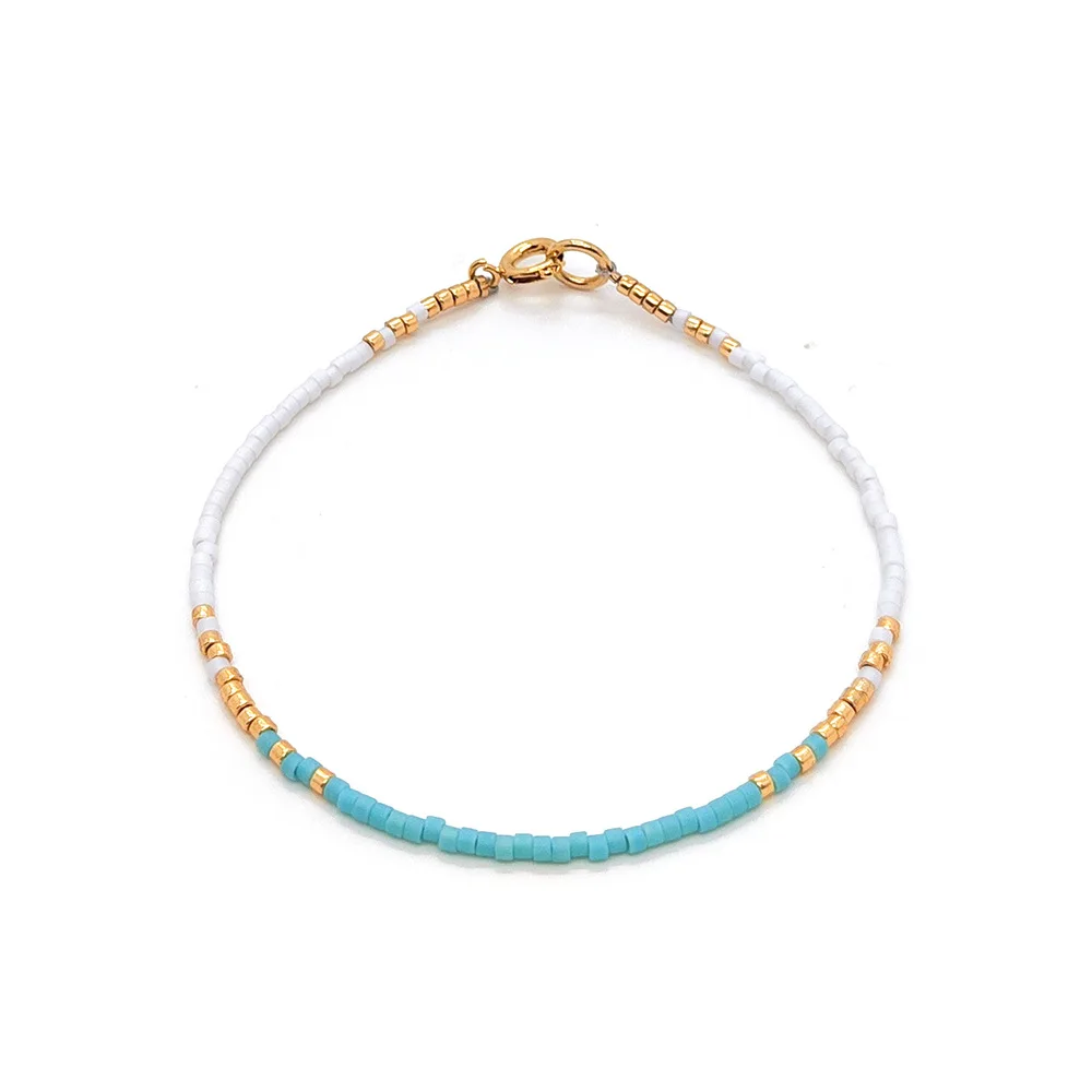 Woven Bracelet Vintage Fashion Color Rice Beads Handmade Beaded Bracelet for Women Hainon 3009