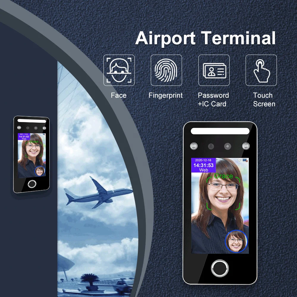 5 Inch Faces Biometric Face Recognition System Fingerprint Access Control