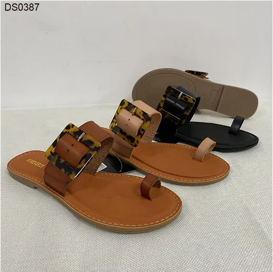 Latest design open toe ladies shoes  style women Flat summer shoes