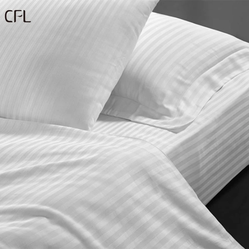 Wholesale twin size hotel Plain white 100 cotton bed duvet cover set 4 pieces