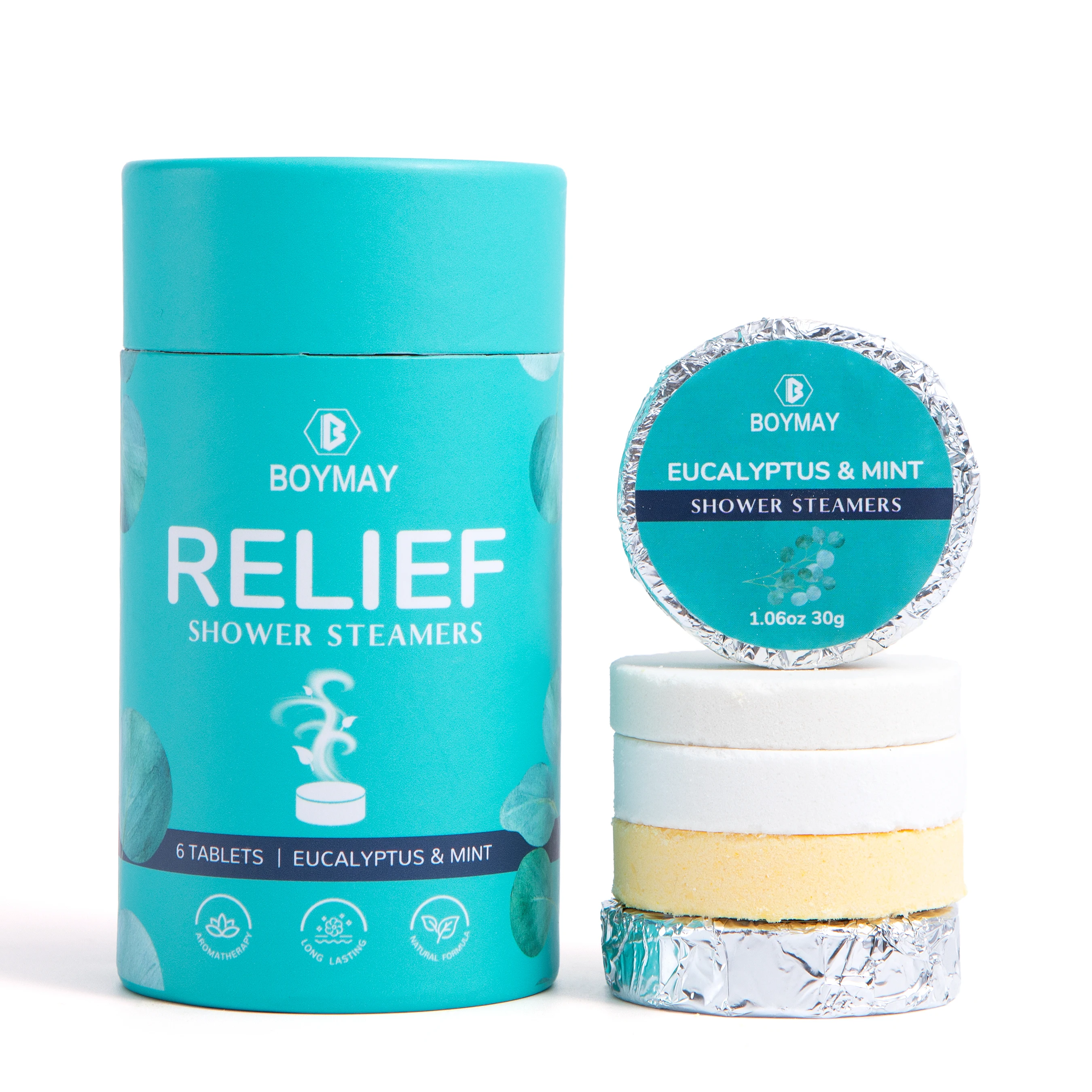 Custom Shower Steamers Packing Relief Eucalyptus Aromatherapy Fizzy Essential Oils Shower Tablets Shower Steamer Aromatherapy