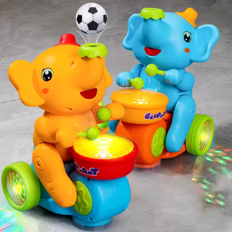 Hot Sale Flashing Light Kids Toys Play The Drum Animal Toys For Kids Musician Elephant Education Baby Sensory Game Toys