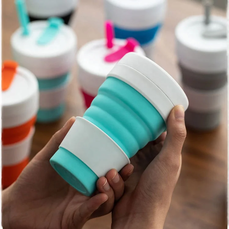 OEM & ODM Складная кофейная чашка многоразового использования для Go очень большая дорожная чашка деним, 13,5*10 см с соломинкой