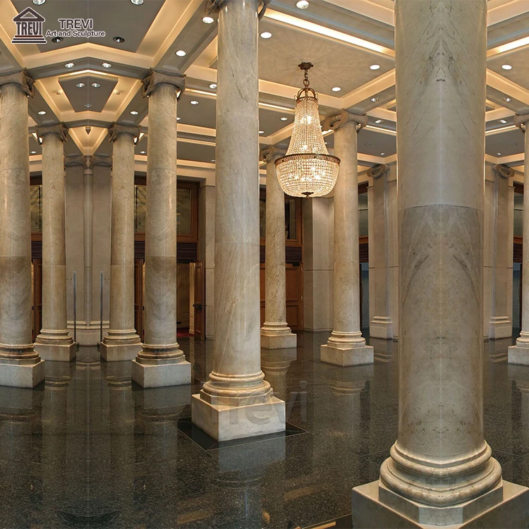 Decorative Corinthian White Marble Natural Stone Capital Mold Roman Column for Building