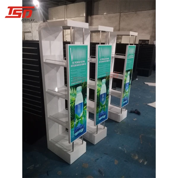 custom retail store wood mineral water soft drink melon bottle display shelf  rack stand