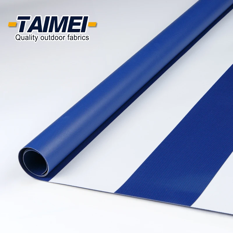 Outdoor PVC Awning Fabric PVC Coated Tarp Striped Awning PVC Tarpaulin Awning Fabric for Tent /Structure/Membrane
