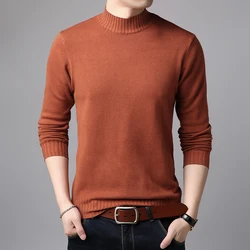 2020 модный мужской классический стиль средней высоты воротник однотонный приталенный акриловый мужской свитер