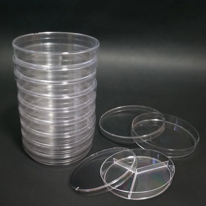 wholesale Lab Plastic Sterile Vented TWO Three Four sections 9cm Petri Dishes