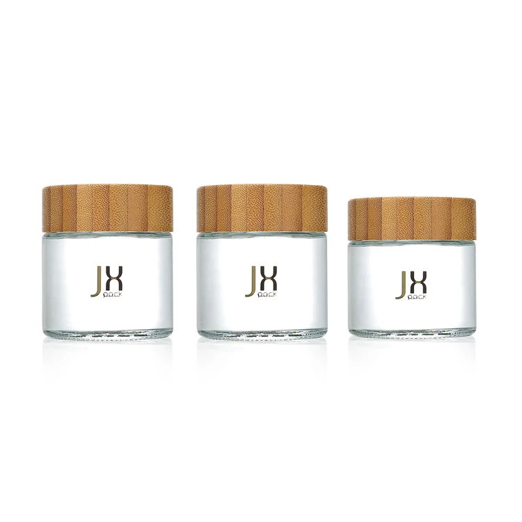 Custom Printed 90ml 110ml Food Child Resistant Storage Clear Cosmetic Smell Proof Glass Jar With Screw Top Lid