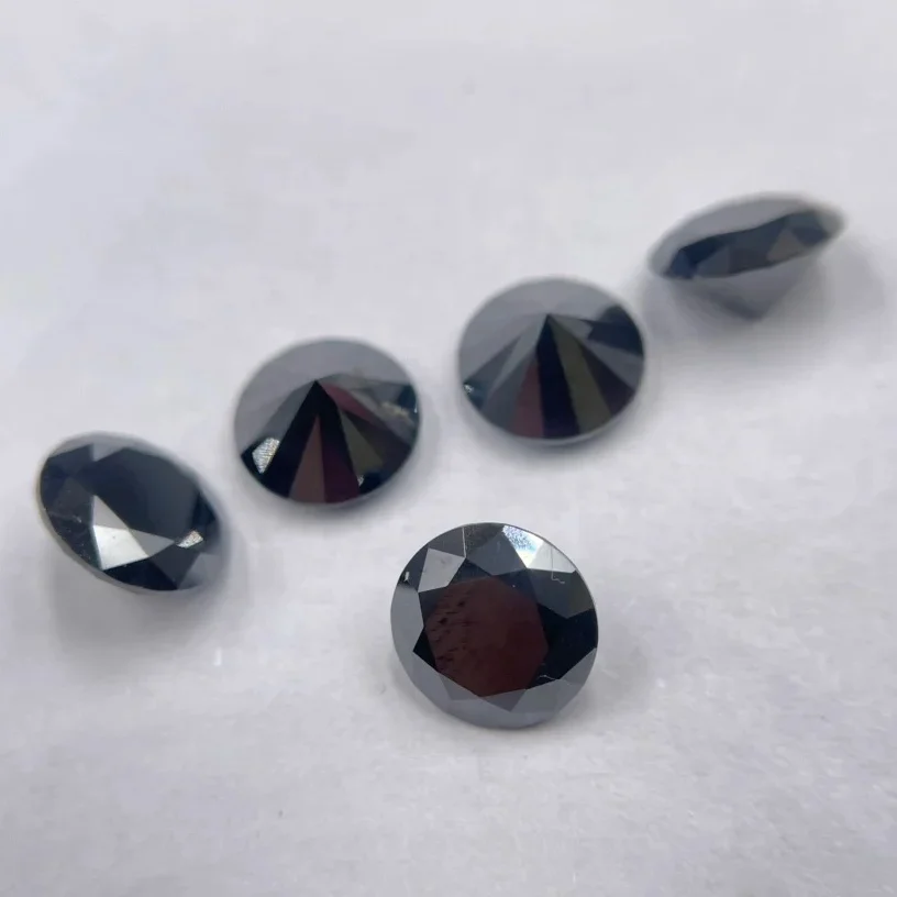 Wholesale Price 0.3-5ct Natural Black Color Loose Moissanite Diamond 4-11mm Black Round Cut Moissanite
