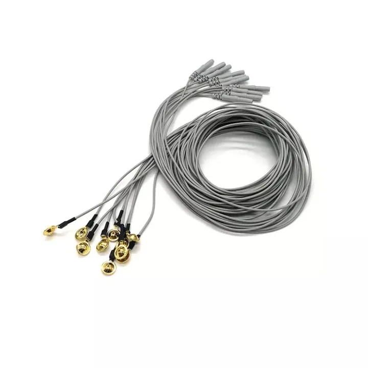 Reusable Cup/Disk Electrodes EEG Lead Wire For Medical Patient EEG Lead Wire Electrodes Agcl Plated Copper Disk