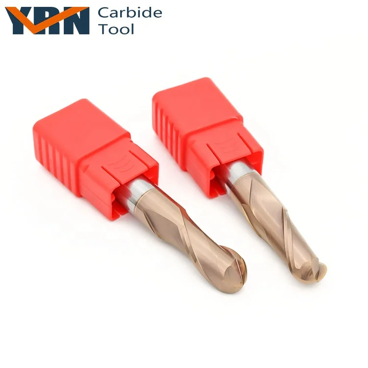 YRN R0.5/0.75/1.0/1.25/1.5/2.0mm Precision Cutting Tools HRC55 Carbide Ball Nose End Mill