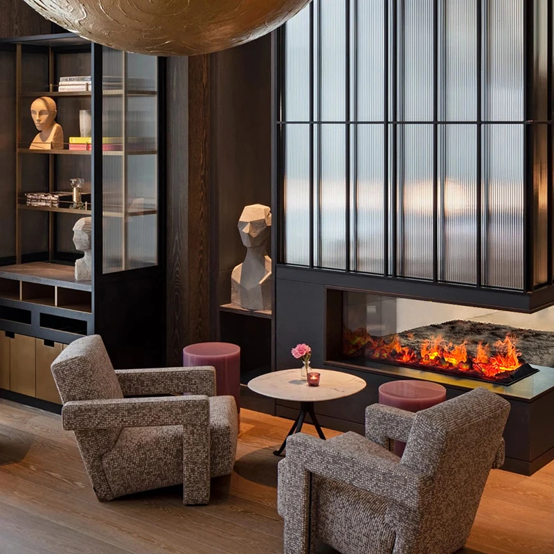 Simulation charcoal 700mm atomized fireplace European American retro steam mantel core custom rectangular electronic fireplace