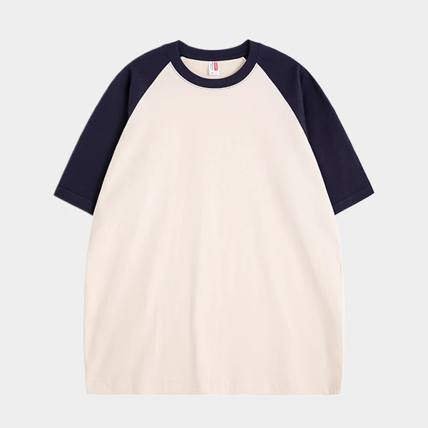 Wholesale 210G 100% Cotton Contrasting Color Short Men T Shirts Blank Crewneck Tshirts Loose Custom Puff Men T-shirts