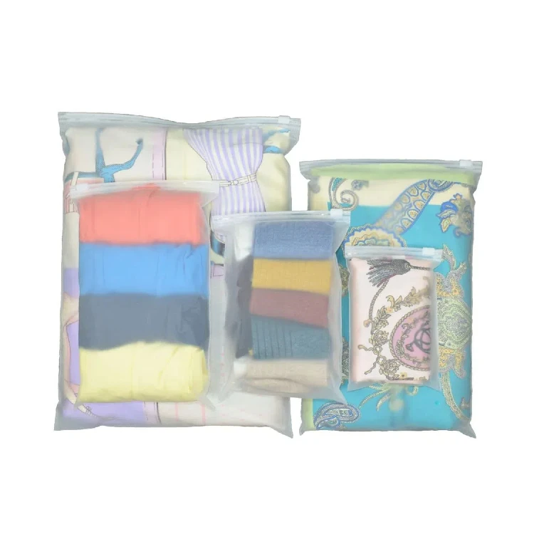 Manufacturers direct wholesale clothing zipper bags translucent frosted plastic bags cpe slider clothing bags