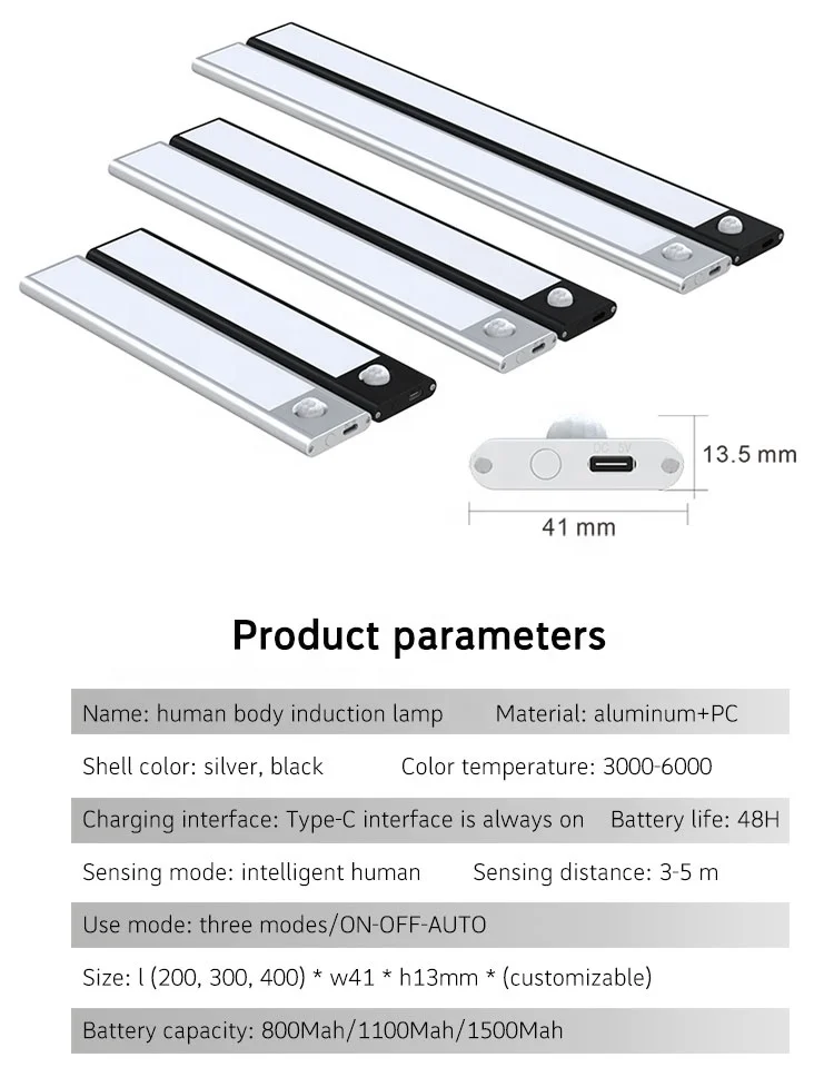 USB Rechargeable Pir Motion Sensor LED Night Lights Wall Decoration Bedroom Nightlights Lamp Kitchen Closet Cabinet Lights