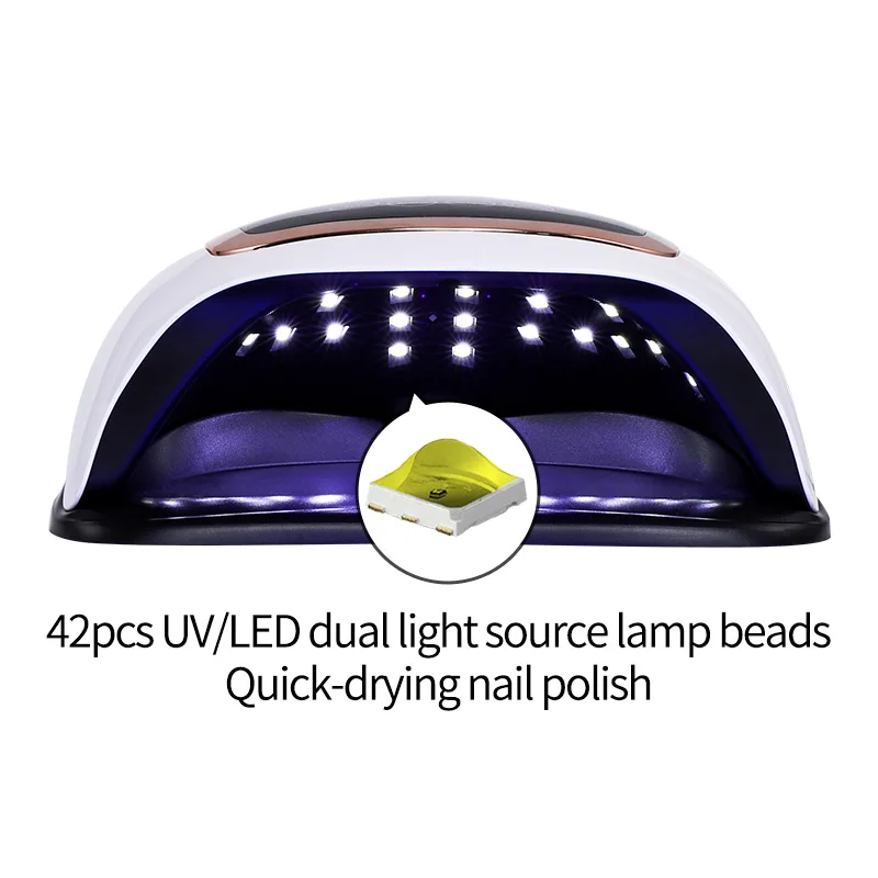 Professional UV LED Nail Dryer Gel Polish Curing Light Lamp 168W with 42 Beads and LCD Screen Design for Home Art