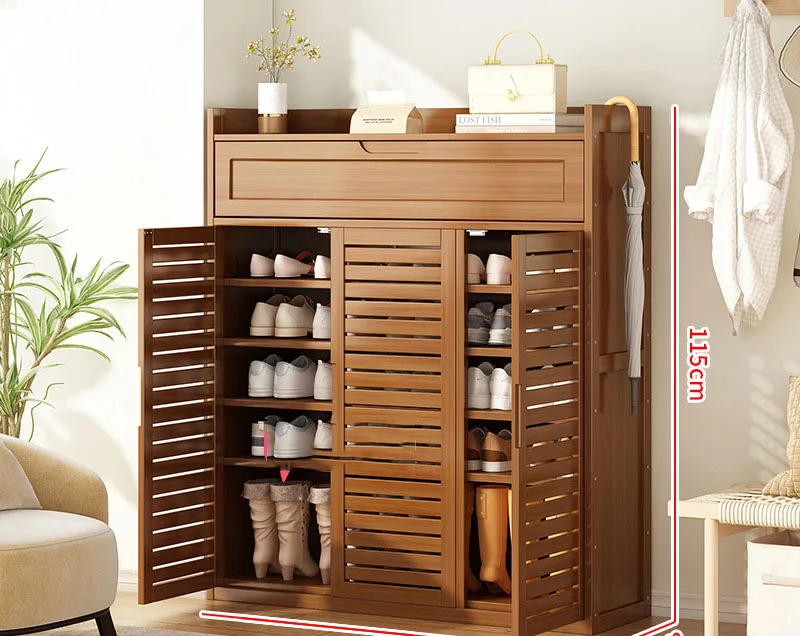 2024 Hot new indoor home entry shoe cabinet household large capacity shoe rack solid wood storage storage cabinet