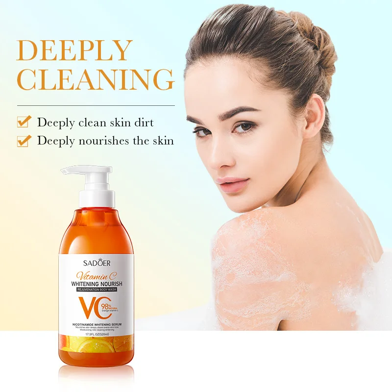 SADOER best sales vitamin c whitening nourishing bath body wash smooth skin care gold shower gel