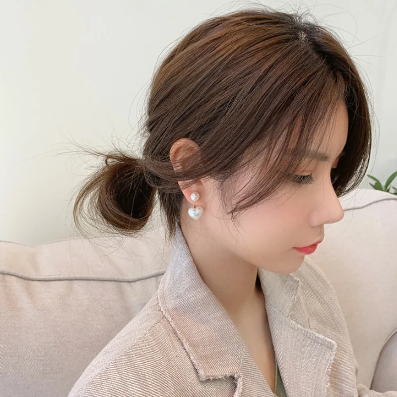 2020 New fashion fine sweet elegant temperament korean imitation pearls heart earrings