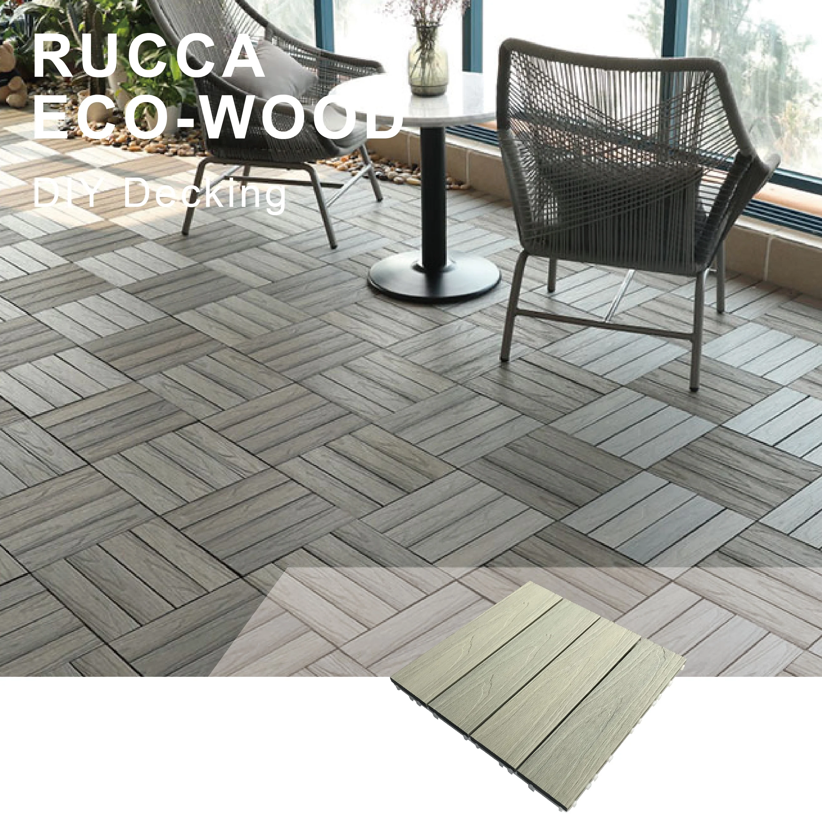 Rucca Plus WPC Co-Extrusion Decking Interlocking Flooring Tiles 300*300mm