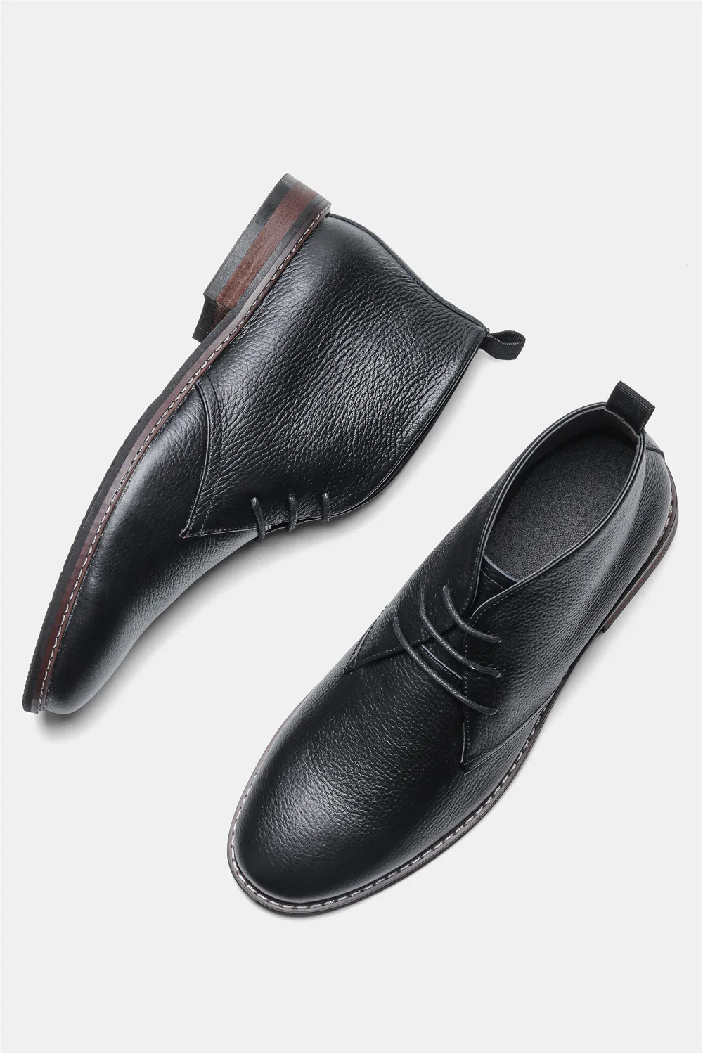 Black Genuine Leather Poloboots Business Chukka Boots for men