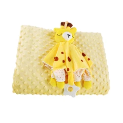 New design newborn gift polka dot super soft stuffed plush babies minky dot winter blankets with plush toys for newborns