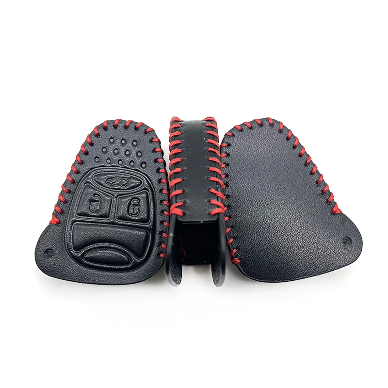 Leather Car Key Case 3 Buttons Remote Control Protector Cover For Jeep Wrangler Compass Liberty Patriot Commander Grand Cherokee