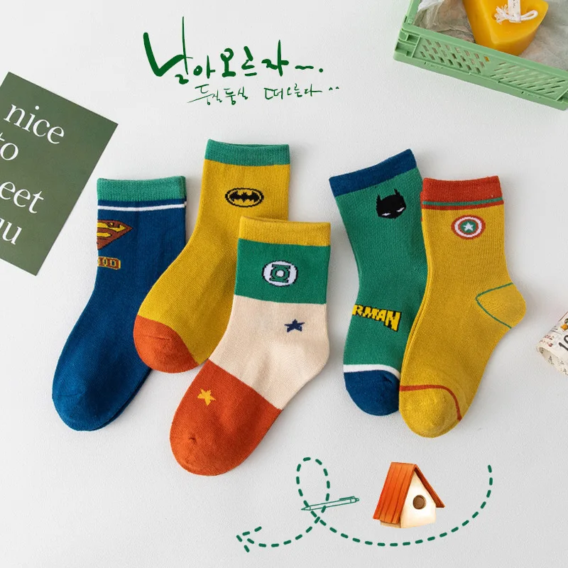 HY-4226 New Design Cartoon Hero Socks Spring Ready to Ship Wholesale 2024 New Cotton Sock Kids  Girl Boy Kids
