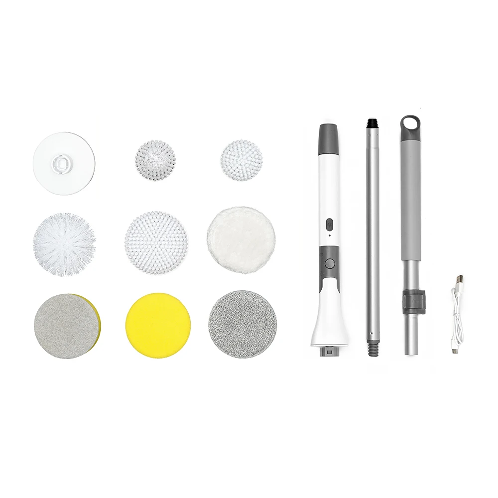 Adjustable Extension Handle Waterproof Bathroom Scrubber cordless Cleaning Brush Electric Spin Scrubber with Long Handle
