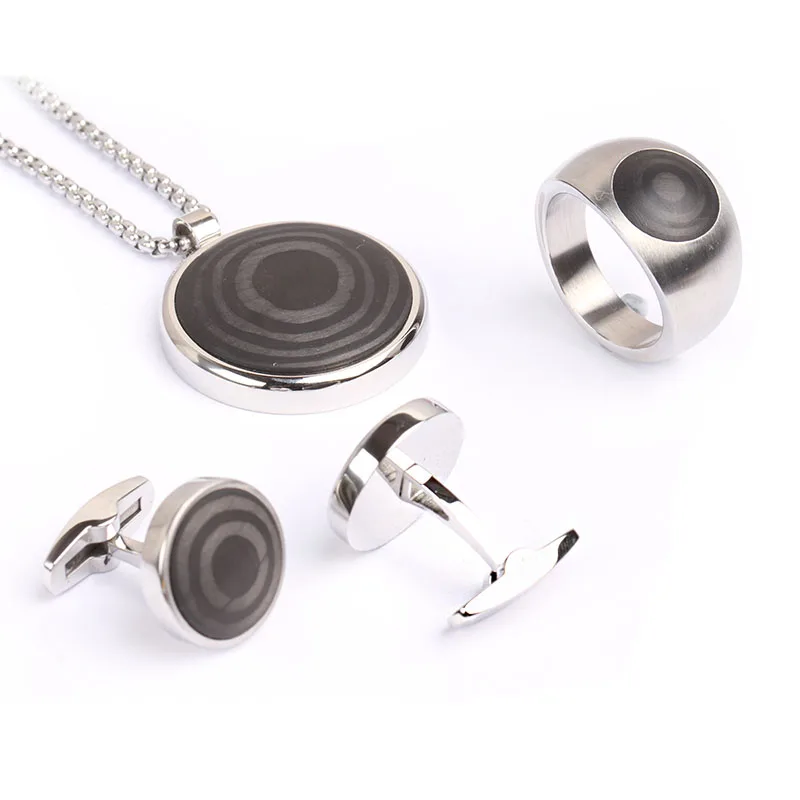 Wholesale hotselling carbon fiber jewelry set jewelry men accessories sets
