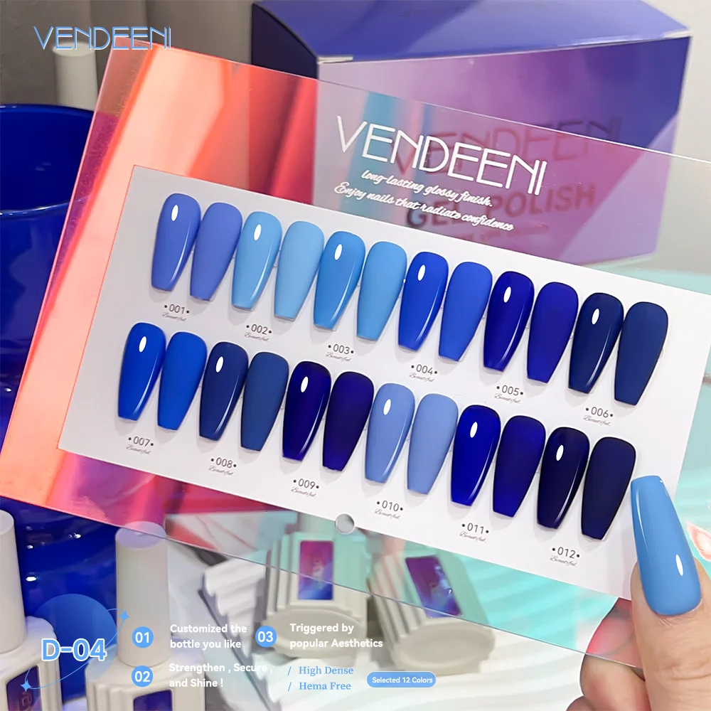 High quality sky blue nail gel polish set 12 colors series gel nail polish kit solid color uv gel private label custom box logo