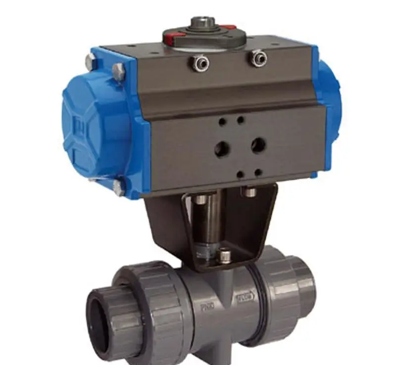 
UPVC double union thread DC 24V normally close motorized PVC plastic ball valve 