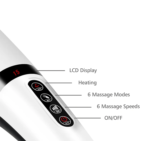 LUYAO massage product 7 interchangeable nodes electric cordless massagers handheld muscle deep tissue massager with heat therapy