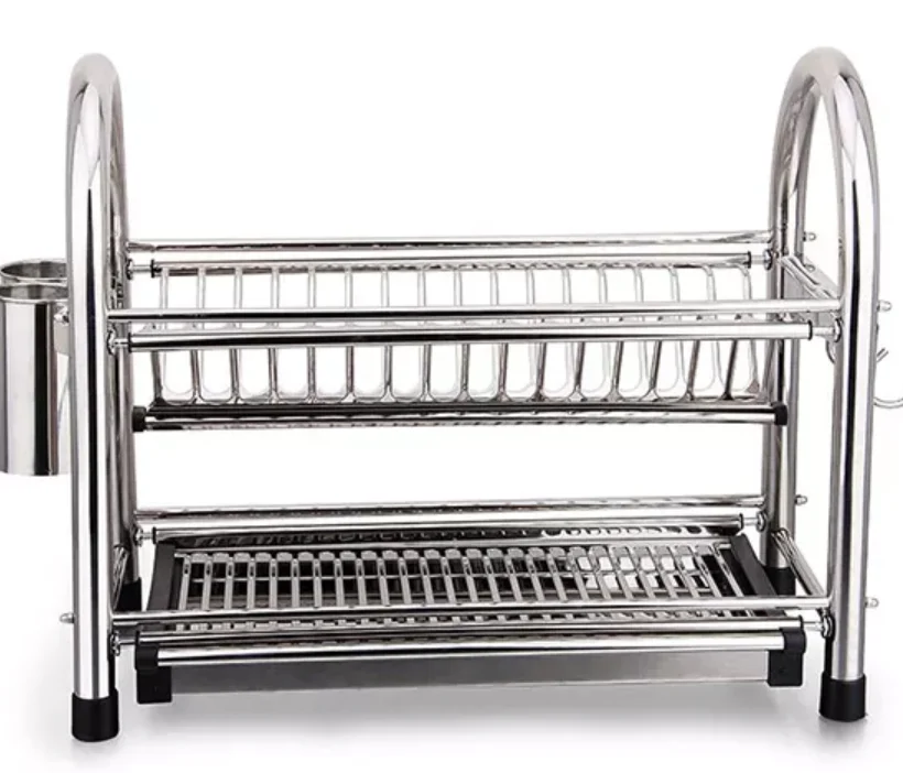2 Tier Stainless Steel Multifunctional Kitchen Storage Kitchen Organizer Dish Rack for Kitchen Ware
