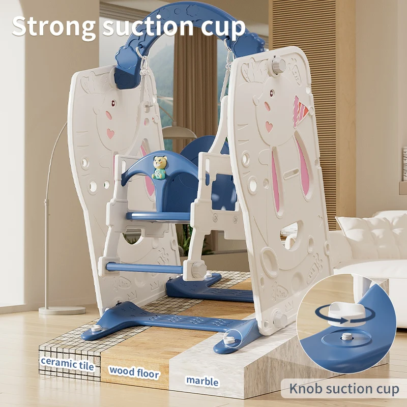 High Quality Rabbit Design Slide And Swing For Kids Play Yard Indoor Playground Basketball Hoop Toddler Play
