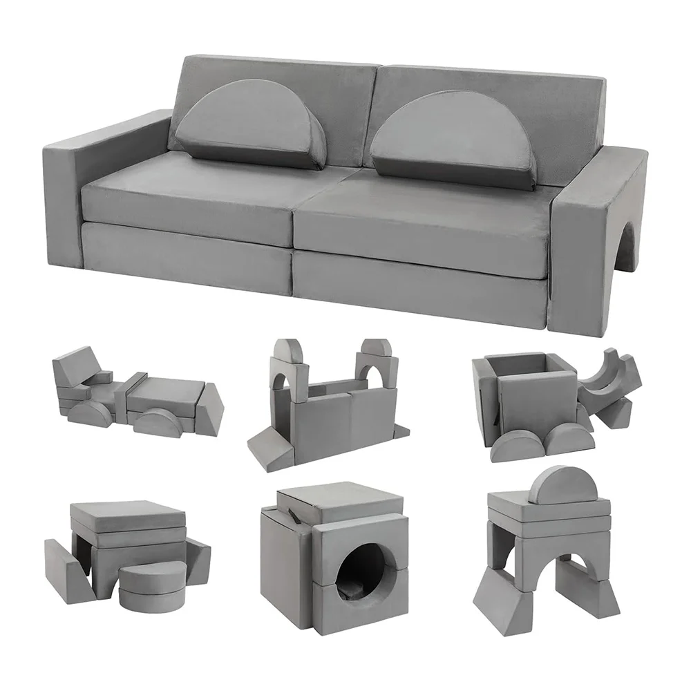 Creative Modular Kids Couch 10-Piece Imaginative Play Set Play Couch for Kids Bedroom & Playroom