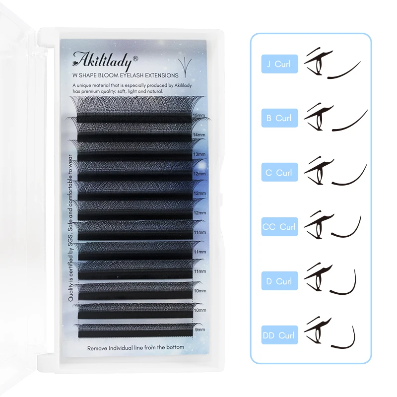 Akililady Custom 3D 0.05 0.07 0.10 3DW Eye Lashes Extension Factory-Furnished Fake Eyelash Extension and Eyelashes W Pestanas