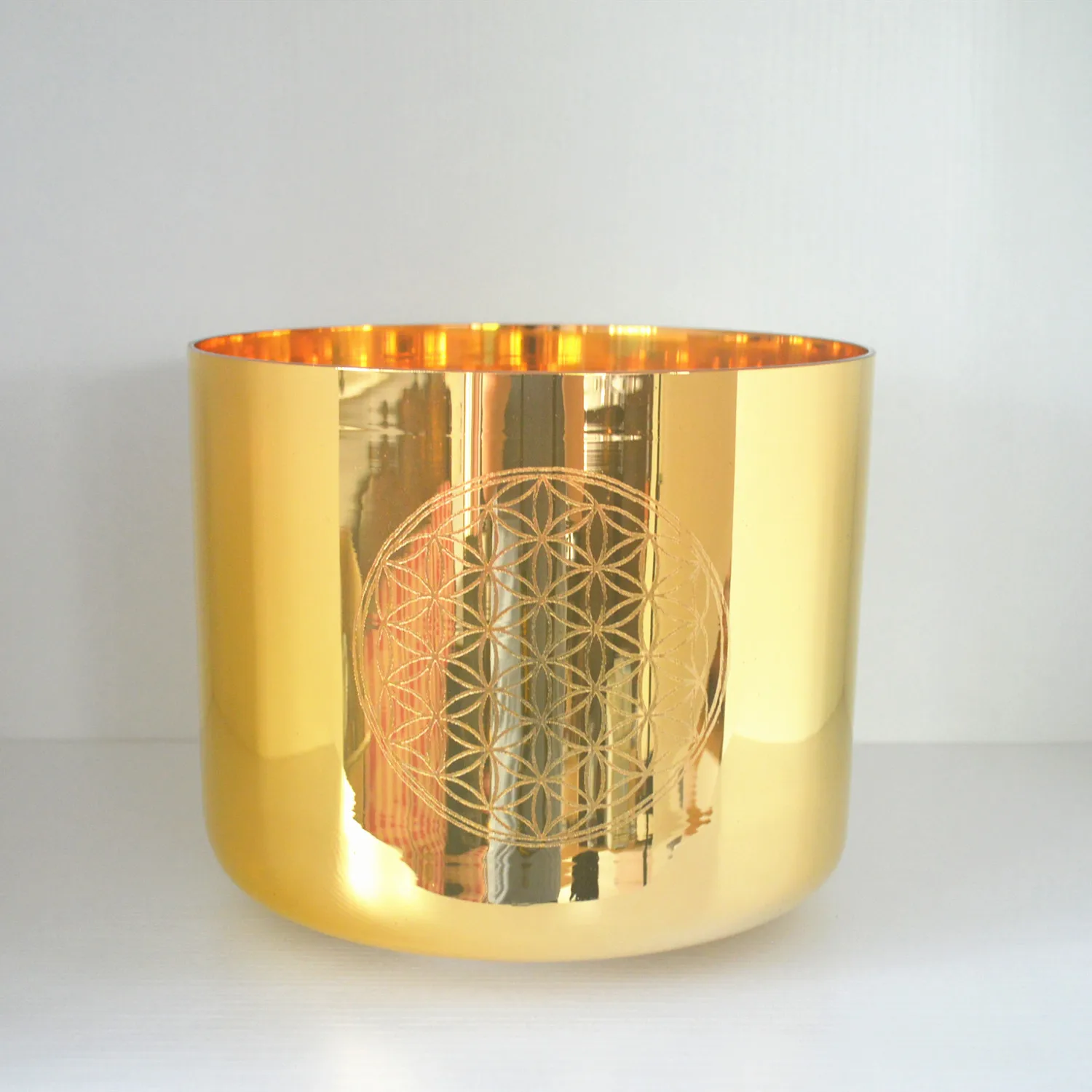 24K Gold прозрачные Кристальные поющие чаши с милым рисунком кота цветка покрытием