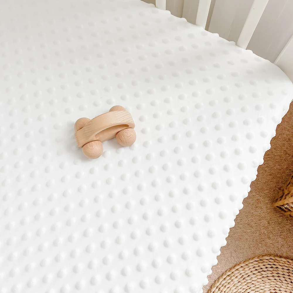 Minky Dot Baby Crib Sheet Bubble Plush Baby Bed Sheets Baby Fitted Sheets Comfortable Soft Solid Color Warm Skin Bedding
