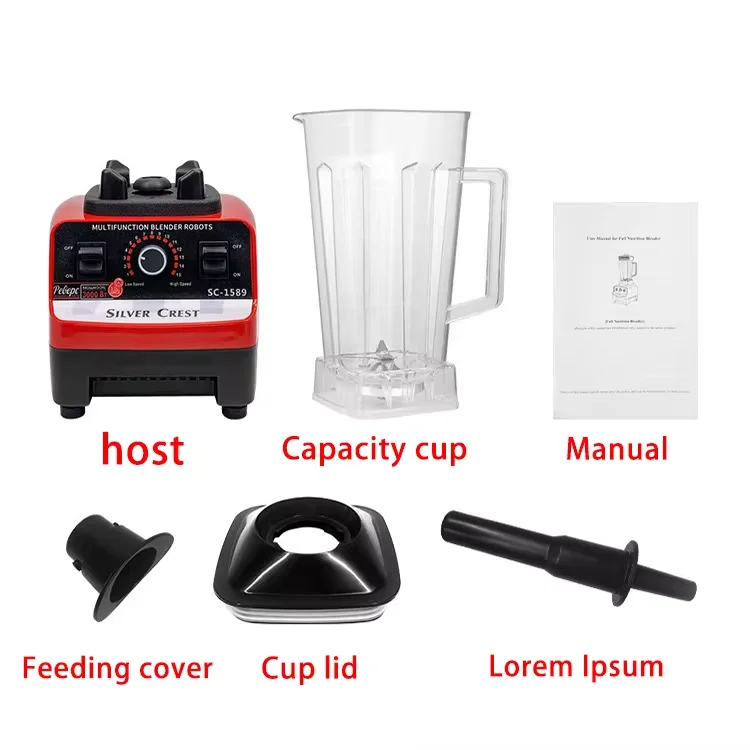 Kitchen Appliances Moulinex Silver Crest Blender Sc-1589 Pure Copper Motor 4500w 2 In 1 Food Processor Smoothie Mixer