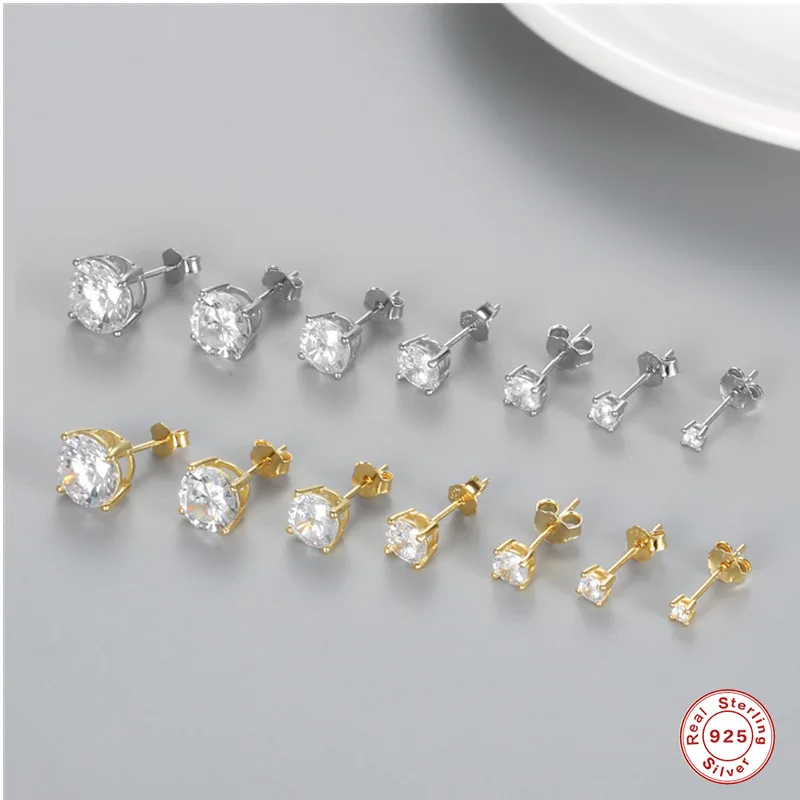 2024 New stylish 18k gold-plated sterling silver stud earrings with diamonds