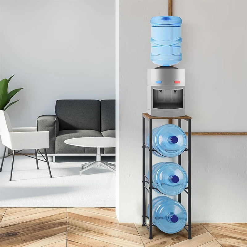 Home 5 gallon water bottle holder 4tier jug rack with 3 slots heavy duty detachable drinking shelves dispenser storage organizer
